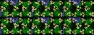 1950-1960 motifleri. Yeşil ve mavi, yeşil ve maviye. Çiçekli ipek eşarp. Retro tekstil tasarım koleksiyonu. El çizimi çiçek elementleri ile soyut çizim raster deseni.