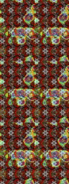 Çiçek ve yapraklı karalama şeklinde Raster çiçek deseni. Kahverengi renklerde bahar çiçekleri. Raster illüstrasyonu.