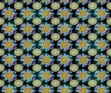 Çiçek ve yapraklı karalama şeklinde Raster çiçek deseni. Yumuşak, bahar çiçekleri siyah renklerde. Raster illüstrasyonu.