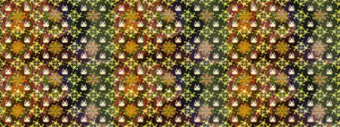 Parlak renkli çiçekleri ve kahverengi renkli yaprakları olan harika bir çiçek deseni. Halk tarzı. Moda baskıları için zarif bir şablon. Modern çiçek arkaplanı.