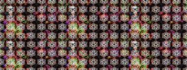 Raster illüstrasyonundaki çiçek desenli çizim. Siyah renkte çiçekler.