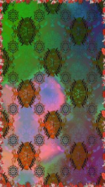 Raster illüstrasyonu. Çiçek deseni. Düz Çiçek Elementleri Tasarımı. Kusursuz Chichi kumaş deseni. Renkli Bahar Teması Kusursuz Arkaplan.