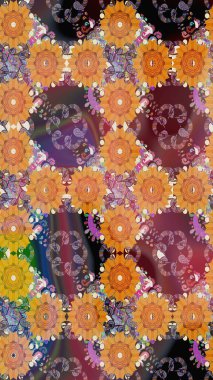 Tekstil veya kitap kapakları, imalat, duvar kağıtları, baskı, hediye paketi ve yapıştırma kitabı için çiçek eskizi geçmişi. Küçük çaplı çiçeklerdeki basit şirin desenler. Raster illüstrasyonu.