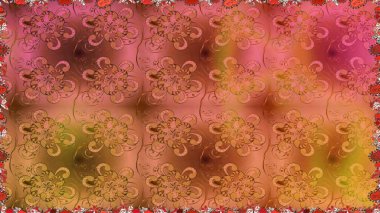 Soyut çiçek desensiz arkaplan. Turuncu renklerde. Raster illüstrasyonu. Küçük çiçekteki sevimli çiçek deseni. Raster deseni.