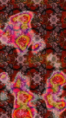 Sevimli çiçek raster deseni. Renkli Yaz Temalı eskiz kalıbı. Kahverengi renkli çiçekler. Düz Çiçek Elementleri Tasarımı.