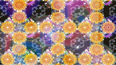 Suluboya çizim kalıbı. Suluboya tarzında bej renkli çiçekler. Çiçek izi.