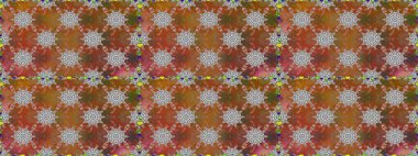 Parmak izi, kumaş, duvar kâğıdı, tekstil için raster dokusu. İşlemeli çiçekli, dikişsiz desen. Renkli grunge soyut arkaplanı colokahverengi çiçeklerle zenginleştirir.