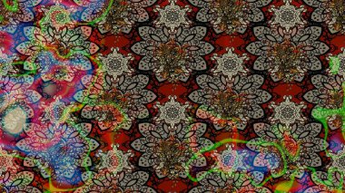 Raster illüstrasyonu. Çiçekli karalama şeklinde Raster çiçek deseni. Gri renkte yaz çiçekleri.