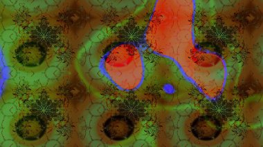 Raster düz çiçek çizim deseni. Hediye ambalaj kağıdı, tebrik kartları, posterler ve pankart tasarımı. Yeşil renkte çiçekler.