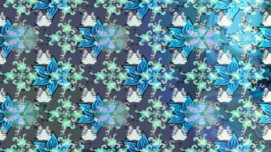 Düz Çiçek Elementleri Tasarımı. Güzel kumaş deseni. Renkli Yaz Temalı eskiz kalıbı. Raster illüstrasyonunda çiçek deseni çizimi.