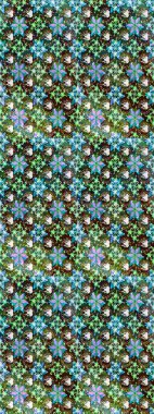 El çizimi. Çiçekli, yapraklı, çiçek desenli eskiz. Raster illüstrasyonu.