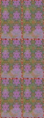 Yeşil ve gri renkte güzel bir tekstil. Çiçeklerle suluboya desenli çiçek deseni. Raster illüstrasyonu.