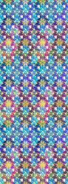 Dallı bahar çiçekleriyle desen, mavi renklerle çiçek siluetiyle desen. Raster deseni.