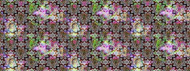 Çiçek deseni. Gri renkli çiçek çizimi. Şatafatlı bahar bahçesi dokusu. Raster illüstrasyonu. Gri renkli çiçekler.