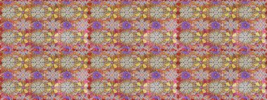 Kusursuz çiçek deseni. Raster illüstrasyonu. Asya tekstil tarzında. Tarafsız ve kahverengi renkte çiçekler. Raster illüstrasyonu.