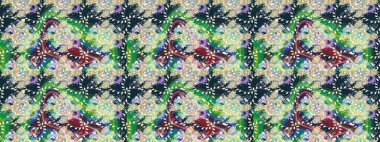 Raster illüstrasyonundaki çiçek desenli çizim. Mavi renkte çiçekler.