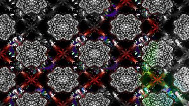 Kabile sanatı boho baskısı, klasik çiçek arkaplanı. Arkaplan dokusu, duvar kağıdı, çiçek temalı siyah renkler. Soyut etnik raster çizim kalıbı.