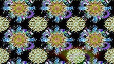 Raster illüstrasyonu. Raster deseni. Nazik, yaz çiçekleri siyah renklerde. Küçük çiçekte sevimli çiçek deseni var..