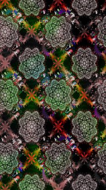 Yumuşak, bahar çiçekleri siyah renklerde. Raster illüstrasyonu. Çiçek ve yapraklı karalama şeklinde Raster çiçek deseni.