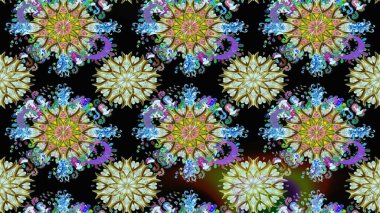 Raster illüstrasyonu. Raster deseni. Nazik, yaz çiçekleri siyah renklerde. Küçük çiçekte sevimli çiçek deseni var..