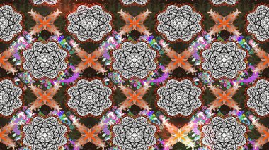 Asya tekstil tarzında. Düz Çiçek Elementleri Tasarımı. Renkli Bahar Teması eskiz kalıbı. Gri renkli çiçekler. Raster illüstrasyonu. Çiçek desenini çiz.