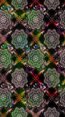 Yumuşak, bahar çiçekleri siyah renklerde. Raster illüstrasyonu. Çiçek ve yapraklı karalama şeklinde Raster çiçek deseni.