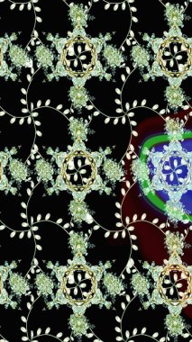 Raster illüstrasyonundaki çiçek desenli çizim. Siyah renkte çiçekler.