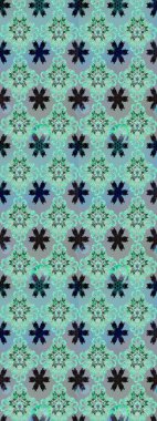 Mavi renkte etnik çiçeklerle süslenmiş zarif bir eskiz. Raster Çiçek İllüstrasyon Şirin Tekstil.