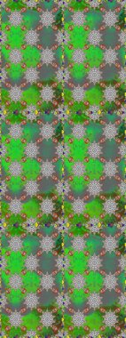 Çiçekli kusursuz retro desen. Yeşil ve gri renkli çiçekler. Renkli Yaz Temalı Kusursuz Arkaplan. Düz Çiçek Elementleri Tasarımı.