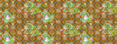 Tropik çiçek desenleri. Raster illüstrasyonu. Kahverengi renkte çiçekler.