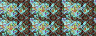 Çiçek ve yapraklı karalama şeklinde Raster çiçek deseni. Yumuşak, mavi renkte bahar çiçekleri. Raster illüstrasyonu.