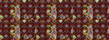 Raster düz çiçek çizim deseni. Hediye ambalaj kağıdı, tebrik kartları, posterler ve pankart tasarımı. Kahverengi renkte çiçekler.