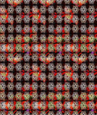 Siyah renkli Asya tekstili. Çiçek desenli çizim. Raster illüstrasyonu.