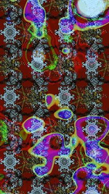 Kırmızı renkte manzaralı çiçek deseni. Sevgililer günü ve tebrik kartı konsepti için şık bir davetiye. Çiçek kompozisyonu, el boyası, hassas şablon. Üst görünüm, yumuşak biçim.