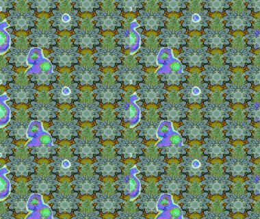 Patlayan çiçekler soyut olarak yerleştirilmiş. Yumuşak, yeşil renkli bahar çiçekleri. Raster illüstrasyonu. Raster deseni.