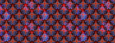 Kibarca, kırmızı renkte bahar çiçekleri. Çiçek ve yapraklı karalama şeklinde Raster çiçek deseni. Raster illüstrasyonu.