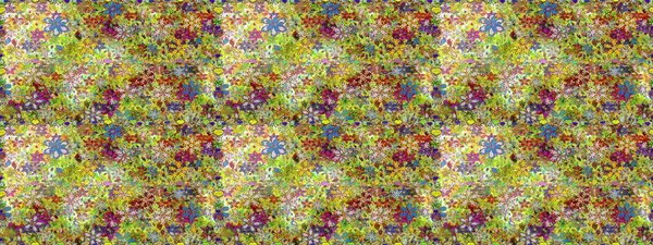 Halk tarzı. Modern çiçek arkaplanı. Moda baskıları için zarif bir şablon. Parlak renkli çiçekleri ve yeşil ve nötr renklerde yaprakları olan şaşırtıcı, pürüzsüz çiçek deseni..