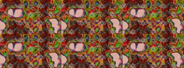 Raster illüstrasyonundaki çiçek desenli çizim. Kahverengi renkte çiçekler.