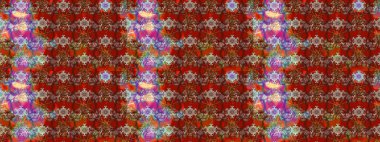 Çiçek desenli çizim. Raster illüstrasyonu. Kahverengi renkli Asyalı tekstil.