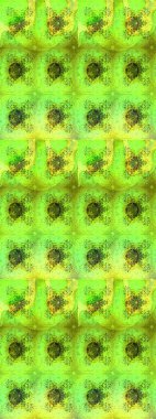 Raster illüstrasyonu. Yeşil renkli çiçekler. Çiçek süslemeli çizim deseni.