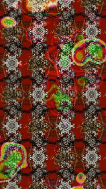 Raster illüstrasyonu. Suluboya çiçekli çiçek deseni. Kırmızı renkte güzel tekstil.