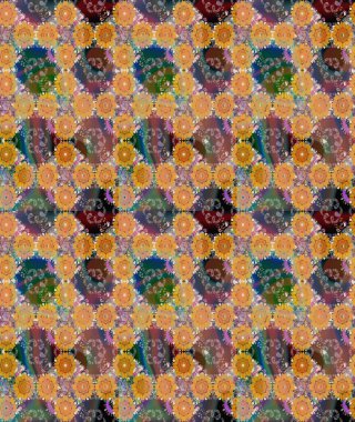 Küçük çiçekteki sevimli çiçek deseni. Birçok turuncu çiçekli tropikal eskiz deseni. Varicoloorange Raster çizimi.