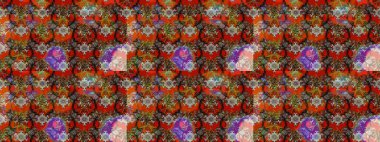 El çizimi çiçekli soyut çizim kalıbı. Raster illüstrasyonu. Kahverengi renkte çiçekler.