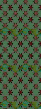 Raster illüstrasyonu. Yeşil renkli çiçekler. Çizim çiçek deseni duvar kağıdı için kullanılabilir.