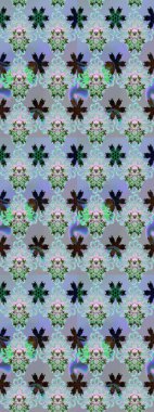 Mavi renkli çiçekler. Tropik çiçek desenleri. Raster illüstrasyonu.