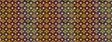 Nakış desenli çiçek deseni. Parmak izi, kumaş, duvar kâğıdı, tekstil için raster dokusu. Renkli grunge soyut arkaplanı colokahverengi çiçeklerle zenginleştirir.