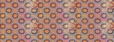 Çiçek desenli çizim. Gri renkli Asya tekstili. Raster illüstrasyonu.