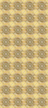 Raster illüstrasyonu. Bej, sarı ve nötr renklerde altın. Doğum günü kartı, davetiye ya da afiş için iyidir. Dekoratif simetri arabesk. Kusursuz ortaçağ çiçek desenleri..