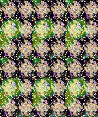 Kumaş desenli papatya çiçeği detayı. Siyah renkte çiçekler.