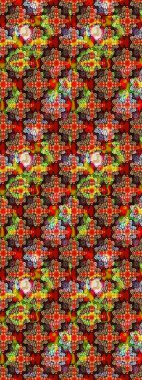 Raster illüstrasyonu. Klasik çiçek tasarımı elementleri. Kırmızı kıvırcık çiçekler kırmızı renkte şekillenir.